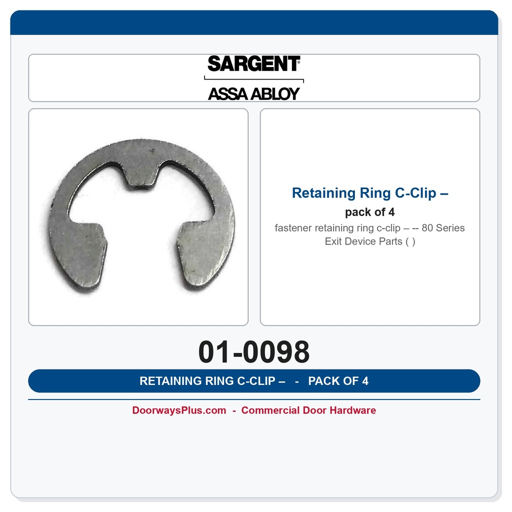 Sargent 01-0098 Retaining Ring C-Clip | Exit Device Parts